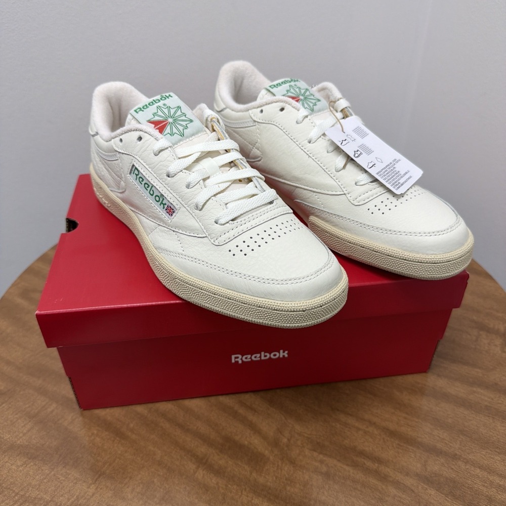 Men Reebok Club C 85‎ Vintage Shoes Sneakers Chalk White Green Size 9 100000317